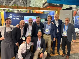 El equipo de FRIME y sus chefs en el stand de FRIME y Camanchaca en la Seafood North America 2024